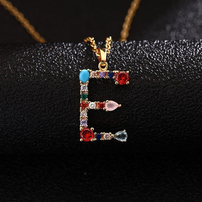 Multicolor Zircon Initial Necklace