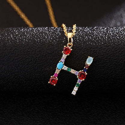 Multicolor Zircon Initial Necklace