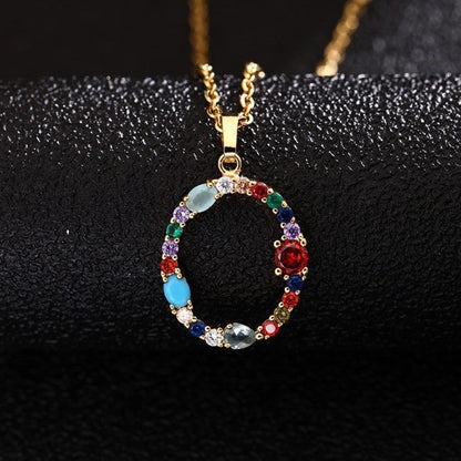 Multicolor Zircon Initial Necklace