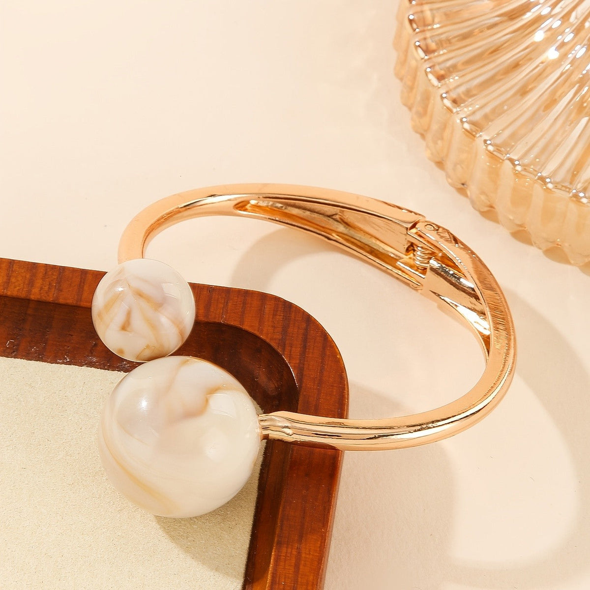 Leopard Bead Open Bangle