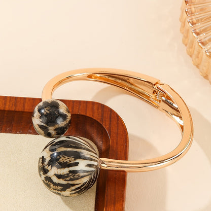 Leopard Bead Open Bangle