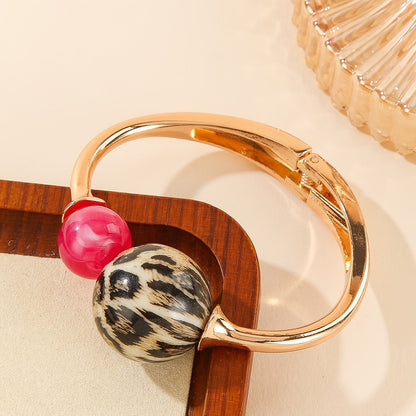 Leopard Bead Open Bangle