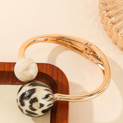Leopard Bead Open Bangle