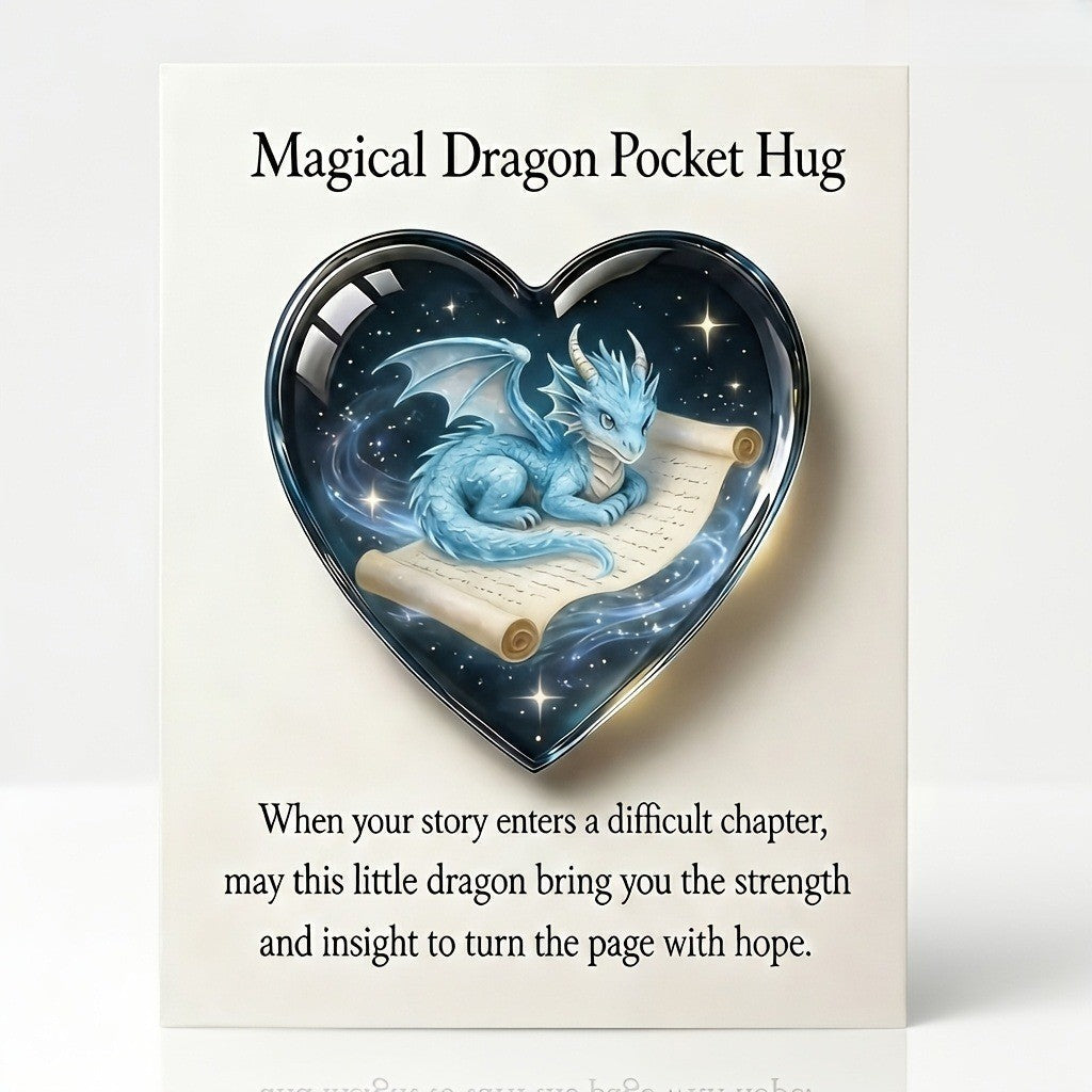 Blue Dragon Heart Pocket Hug Card