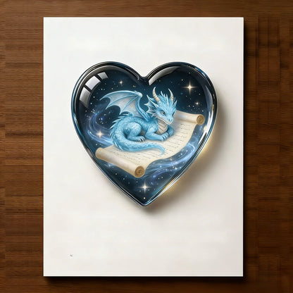 Blue Dragon Heart Pocket Hug Card