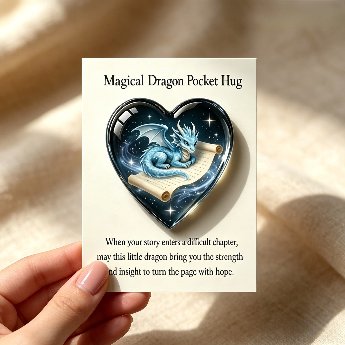 Blue Dragon Heart Pocket Hug Card