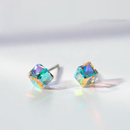 Iridescent Square Stud Earrings