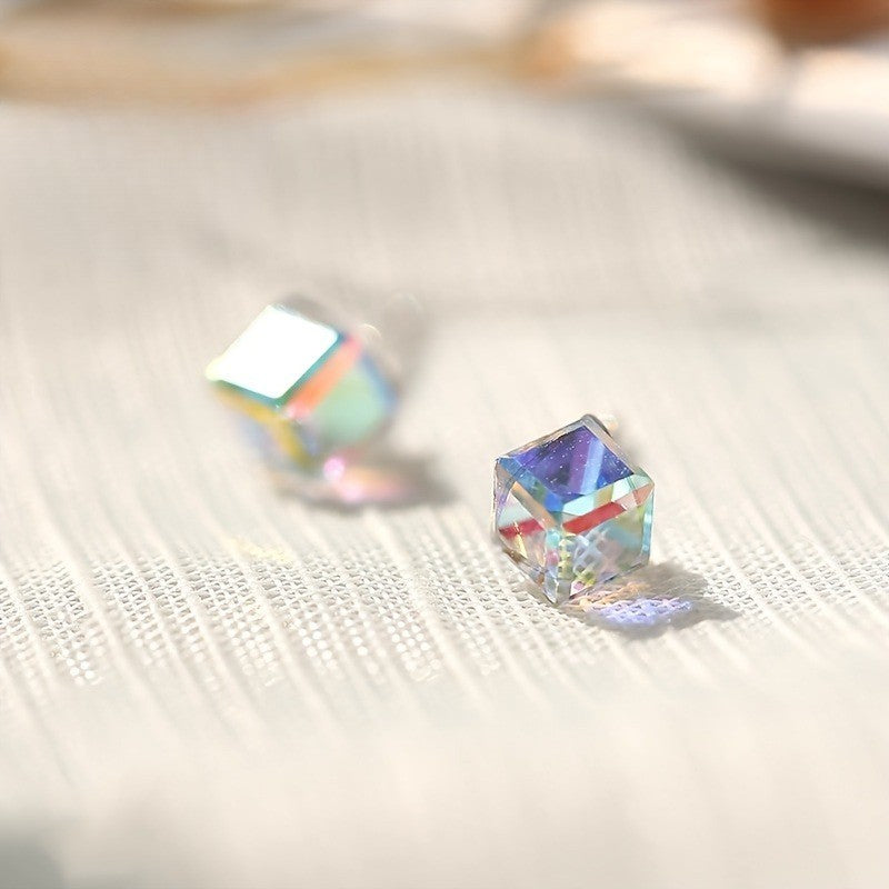 Iridescent Square Stud Earrings