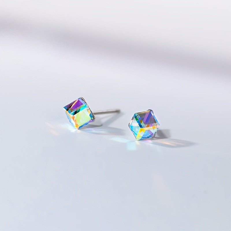 Iridescent Square Stud Earrings