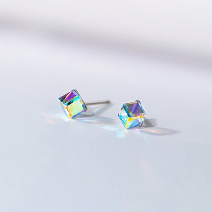 Iridescent Square Stud Earrings