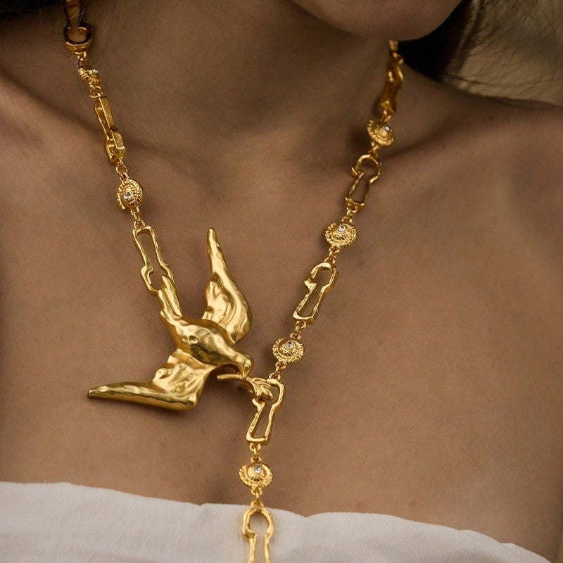 Gold Swallow Y-Necklace