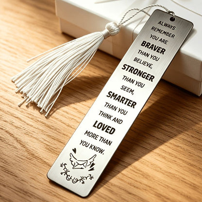 Inspirational Quote Metal Bookmark with Tassel