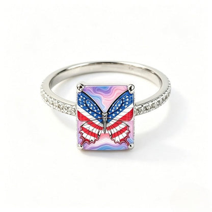 Patriotic Butterfly Square Ring