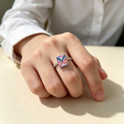 Patriotic Butterfly Square Ring