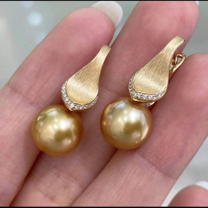 Brushed Teardrop Pearl Drop Earrings