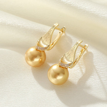 Brushed Teardrop Pearl Drop Earrings