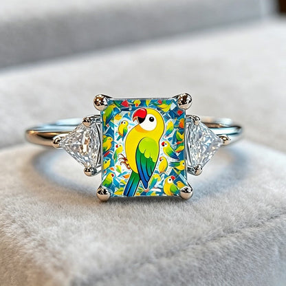 Colorful Parrot Square Ring