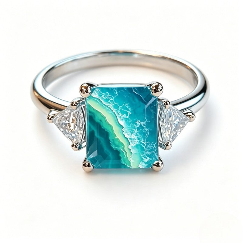 Blue Wave Square Ring