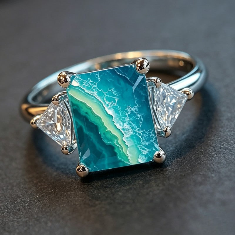 Blue Wave Square Ring
