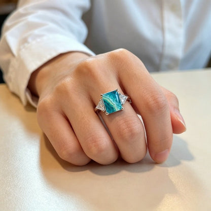 Blue Wave Square Ring