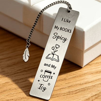 Books & Coffee Engraved Bookmark