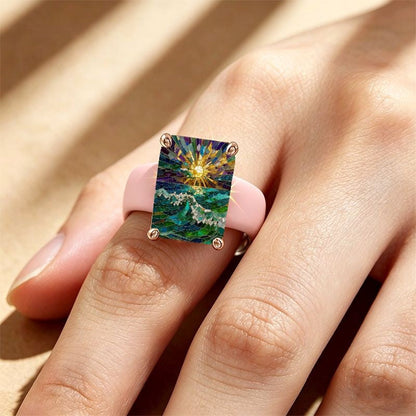 Ocean Sunrise Mosaic Ring