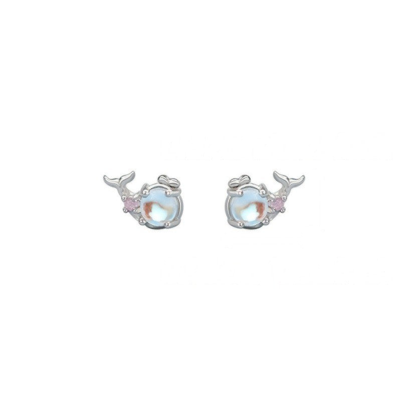 Opal Whale Stud Earrings