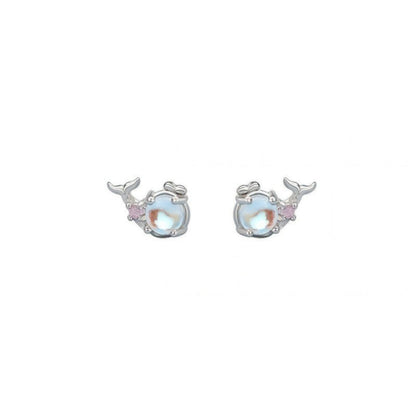 Opal Whale Stud Earrings