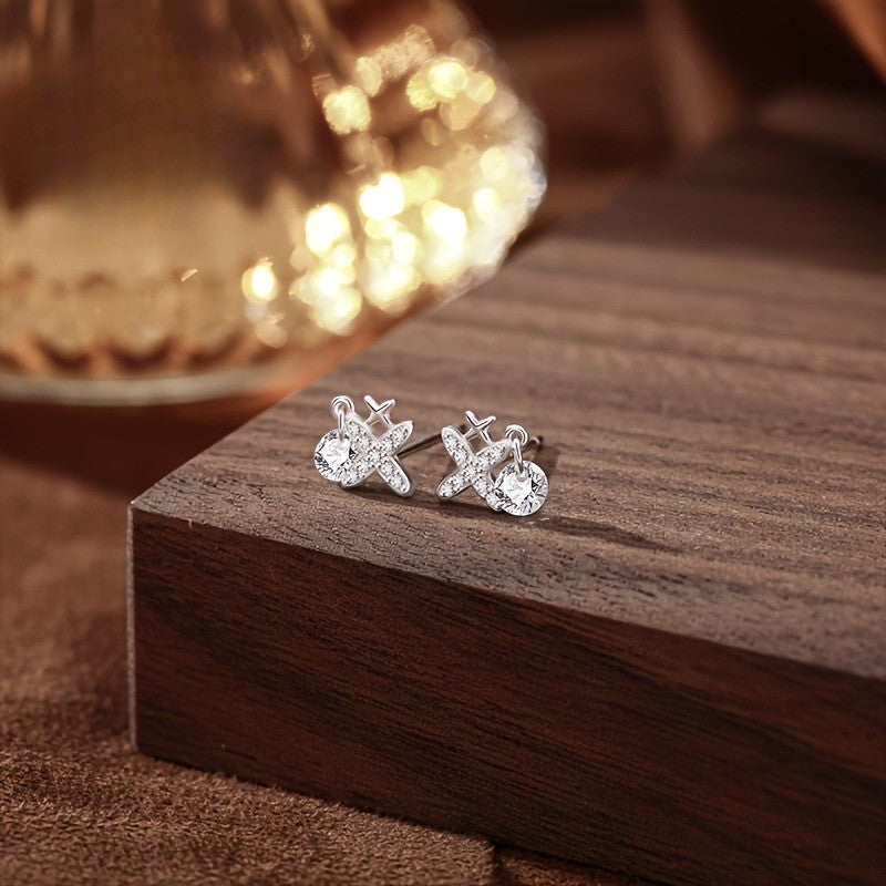 Crystal Airplane Drop Earrings