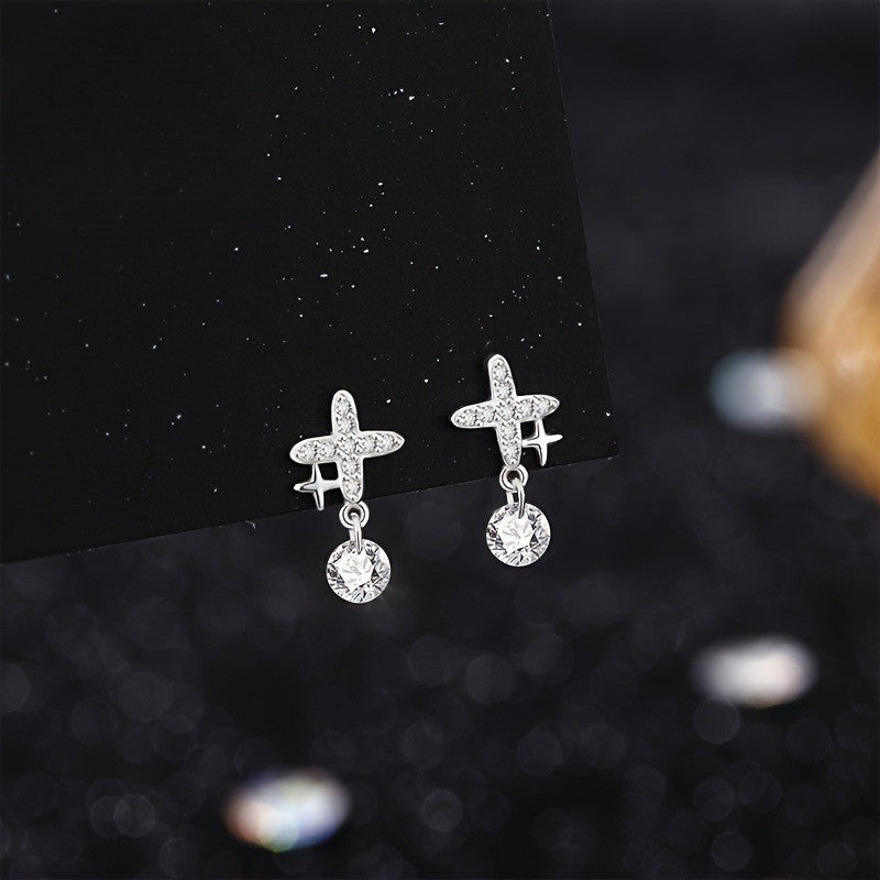 Crystal Airplane Drop Earrings