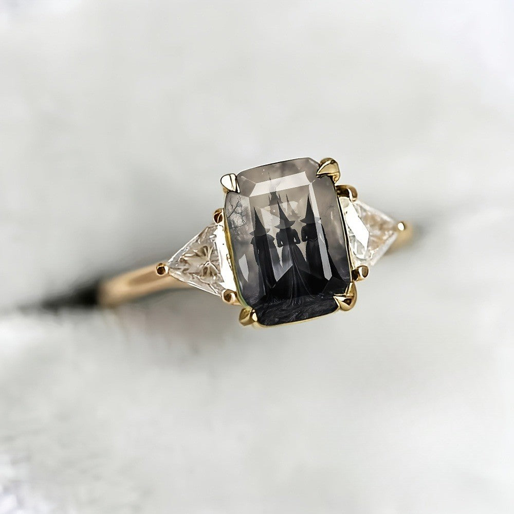 Witch Silhouette Rectangular Ring
