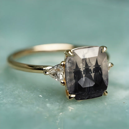 Witch Silhouette Rectangular Ring