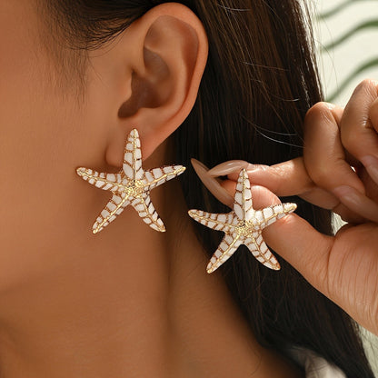 Red Mosaic Starfish Earrings