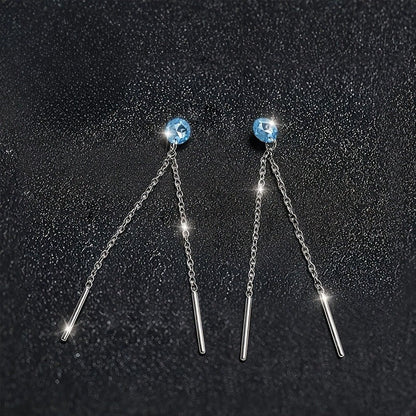 Blue Zircon Chain Drop Earrings