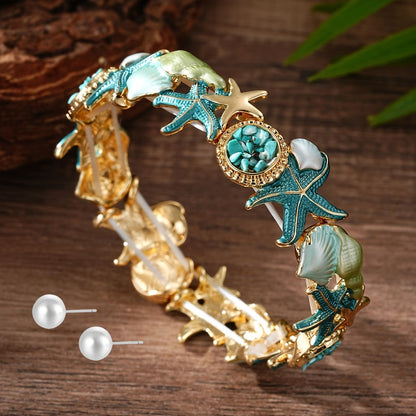 Starfish & Seashell Cuff Bracelet