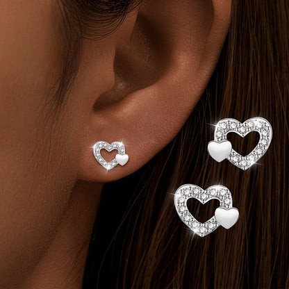 Crystal Open Heart Stud Earrings