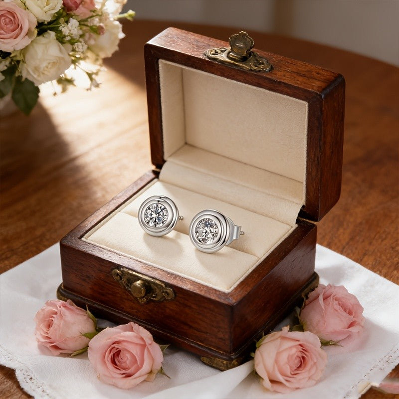 Round Cubic Zirconia Stud Earrings