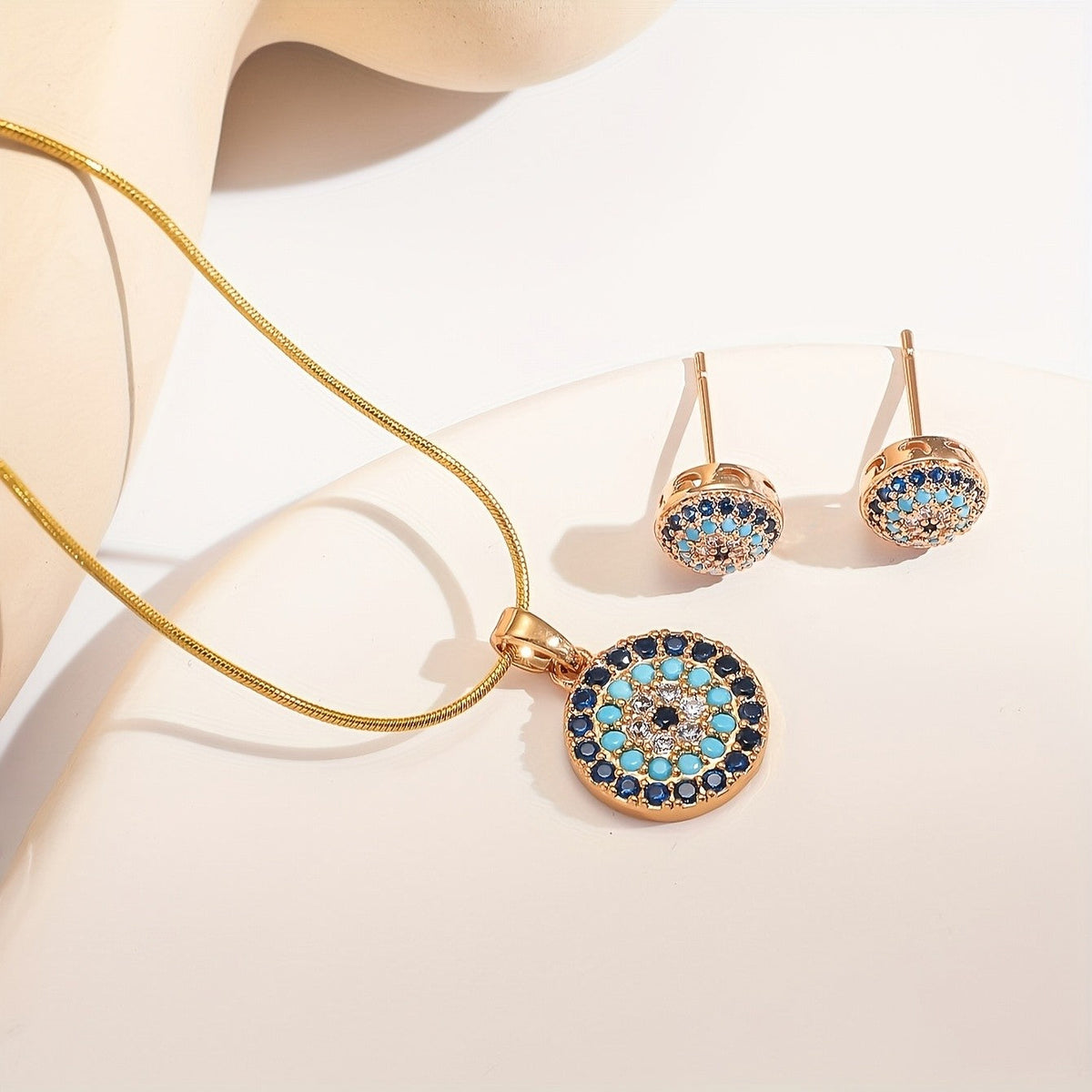 Blue Zircon Evil Eye Jewelry Set