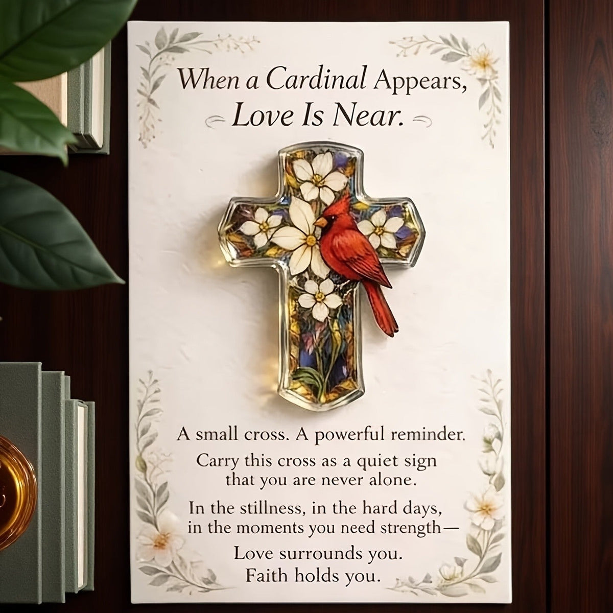 Red Bird Cross Pin