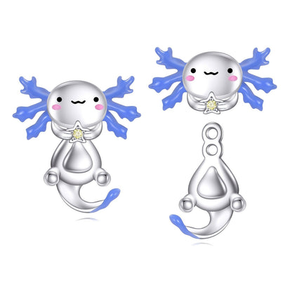 Blue Axolotl Stud Earrings