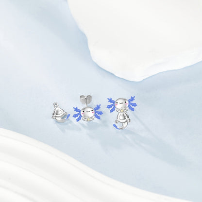 Blue Axolotl Stud Earrings