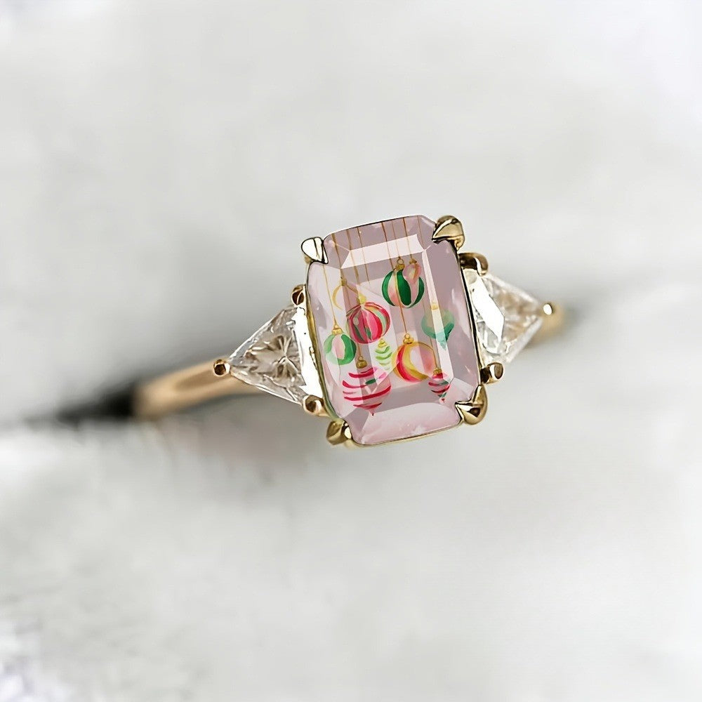 Festive Ornament Rectangle Ring