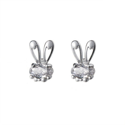 Crystal Rabbit Stud Earrings