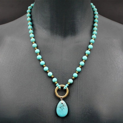 Turquoise Teardrop Beaded Necklace