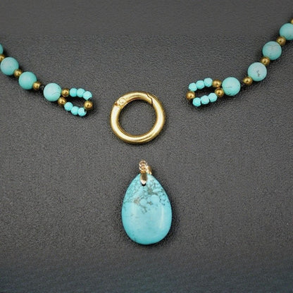Turquoise Teardrop Beaded Necklace