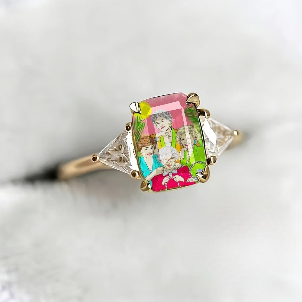 Vintage Portrait Square Ring
