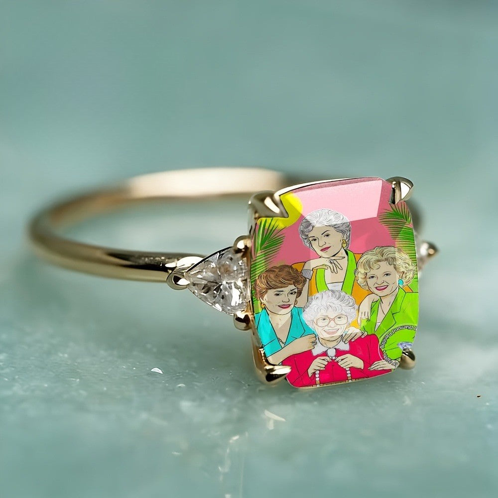 Vintage Portrait Square Ring