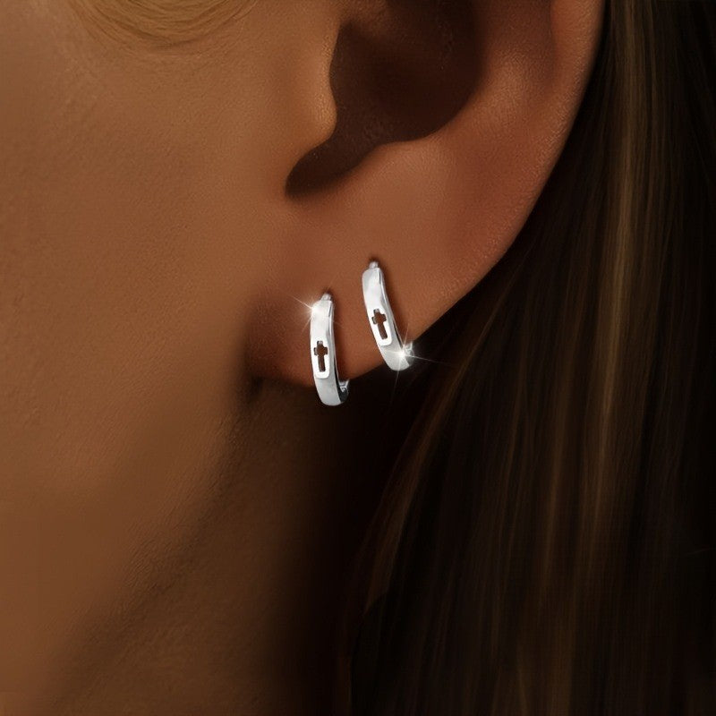 Cross Cutout Huggie Earrings