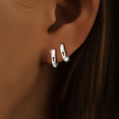 Cross Cutout Huggie Earrings