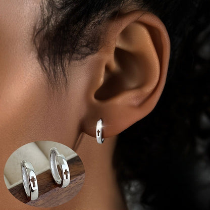 Cross Cutout Huggie Earrings